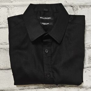 BELLISSIMO Men's Black Wrinkle Free Slim Fit Dress Shirt